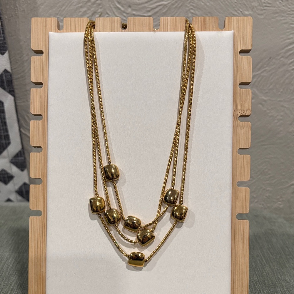 Vintage Liz Claiborne LCI multi strand gold tone triple strand necklace rare